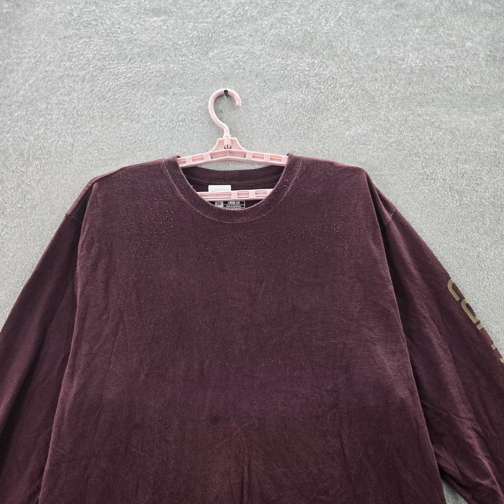 Carhartt‎ Men Shirt 2XL Burgundy K231 Long Sleeve Pocket Shirt Logo Loose